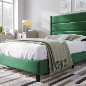 Fluweel gestoffeerd bed – 90x200cm – eigentijdse stijl – Groen