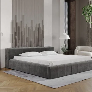 Gestoffeerd bed Lipari 180×200 donkergrijs – opbergruimte voor beddengoed, houten lattenbodem, doorgestikt hoofdbord en bedframe Gestoffeerd bed Lipari 180×200 donkergrijs – opbergruimte voor beddengoed, houten lattenbodem, doorgestikt hoofdbord en bedframe