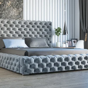 Gestoffeerd bed Heaven 200×200 lichtgrijs – opbergruimte voor beddengoed, houten lattenbodem, doorgestikt hoofdbord en bedframe Gestoffeerd bed Heaven 200×200 lichtgrijs – opbergruimte voor beddengoed, houten lattenbodem, doorgestikt hoofdbord en bedframe