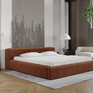 Gestoffeerd bed Lipari 160×200 bruin – opbergruimte voor beddengoed, houten lattenbodem, doorgestikt hoofdbord en bedframe Gestoffeerd bed Lipari 160×200 bruin – opbergruimte voor beddengoed, houten lattenbodem, doorgestikt hoofdbord en bedframe