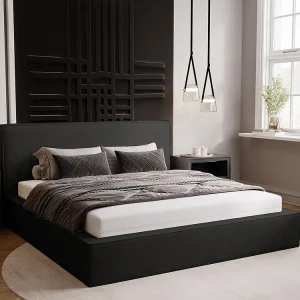 Gestoffeerd bed Monaco 140×200 antracietgrijs – opbergruimte voor beddengoed, houten lattenbodem, doorgestikt hoofdbord en bedframe Gestoffeerd bed Monaco 140×200 antracietgrijs – opbergruimte voor beddengoed, houten lattenbodem, doorgestikt hoofdbord en bedframe