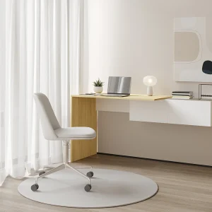 Hangend consolebureau met 2 kasten, naturel en wit – MOLAWA Hangend consolebureau met 2 kasten, naturel en wit – MOLAWA