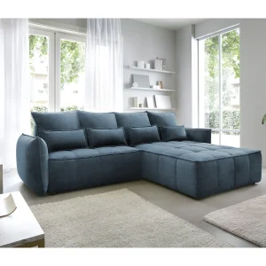 Hoekbank Lopez L/stoffen bekleding/blauw