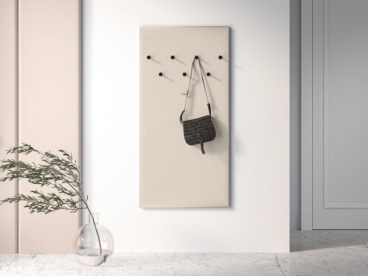 Gevoerde wandkapstok - 68 cm - beige - CALETTO