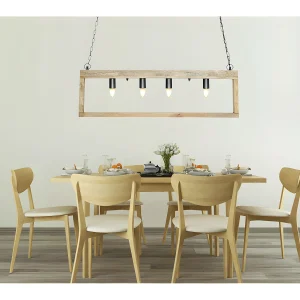 Industriële hanglamp met rechthoekige houten kist OLIUS – Metaal met 4 lampen – H31 cm Industriële hanglamp met rechthoekige houten kist OLIUS – Metaal met 4 lampen – H31 cm