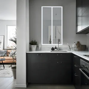 Glazen binnenraam BAYVIEW in aluminium met witte poedercoating – 60x130cm Glazen binnenraam BAYVIEW in aluminium met witte poedercoating – 60x130cm