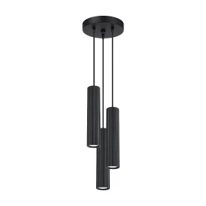 Hanglamp KARBON minimalistisch van  – 3 lichtbronnen – L.19,5 x H.108 cm – zwart