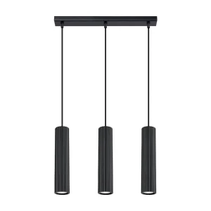 Hanglamp KARBON minimalistisch van  – 3 lichtbronnen – L.45 x H.98 cm – zwart