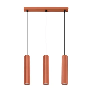 Hanglamp KARBON minimalistisch van  – 3 lichtbronnen – L.45 x H.98 cm – rode oker