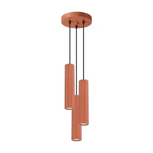 Hanglamp KARBON minimalistisch van  – 3 lichtbronnen – L.19,5 x H.108 cm – rode oker