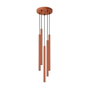 Hanglamp PASTELO modern van  – 5 lichtbronnen – L.25 x H.104 cm – rode oker