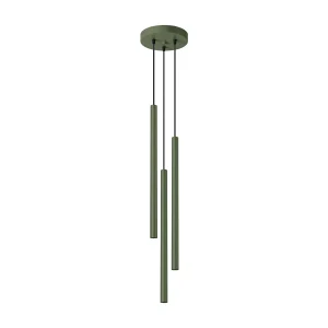 Hanglamp PASTELO modern van  – 3 lichtbronnen – L.30 x H.94 cm – olijfgroen