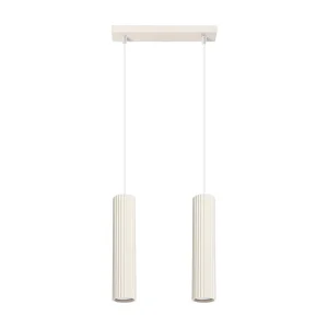 Hanglamp KARBON minimalistisch van – 2 lichtbronnen – L.30 x H.90 cm – beige Hanglamp KARBON minimalistisch van – 2 lichtbronnen – L.30 x H.90 cm – beige
