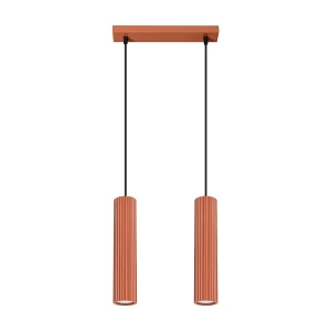 Hanglamp KARBON minimalistisch van – 2 lichtbronnen – L.30 x H.90 cm – rode oker Hanglamp KARBON minimalistisch van – 2 lichtbronnen – L.30 x H.90 cm – rode oker