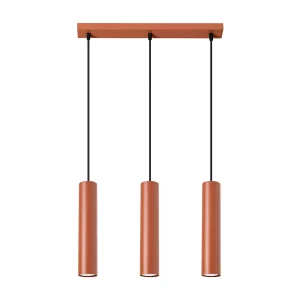 Hanglamp LAGOS zolder van  – 3 lichtbronnen – L.45 x H.98 cm – rode oker