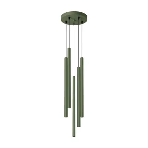 Hanglamp PASTELO modern van  – 5 lichtbronnen – L.25 x H.104 cm – olijfgroen