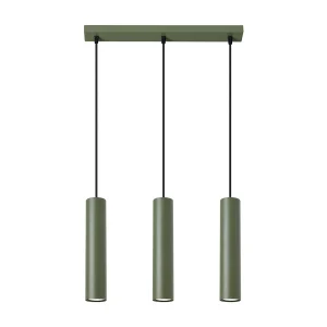 Hanglamp LAGOS zolder van  – 3 lichtbronnen – L.45 x H.98 cm – olijfgroen