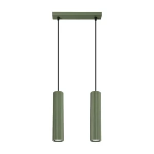 Hanglamp KARBON minimalistisch van – 2 lichtbronnen – L.30 x H.90 cm – olijfgroen Hanglamp KARBON minimalistisch van – 2 lichtbronnen – L.30 x H.90 cm – olijfgroen