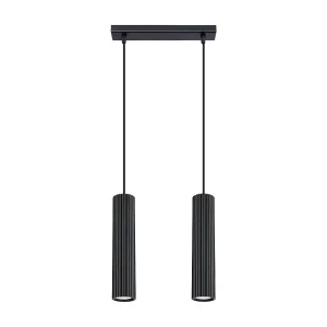 Hanglamp KARBON minimalistisch van – 2 lichtbronnen – L.30 x H.90 cm – zwart Hanglamp KARBON minimalistisch van – 2 lichtbronnen – L.30 x H.90 cm – zwart