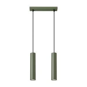Hanglamp LAGOS zolder van – 2 lichtbronnen – L.30 x H.105 cm – olijfgroen Hanglamp LAGOS zolder van – 2 lichtbronnen – L.30 x H.105 cm – olijfgroen