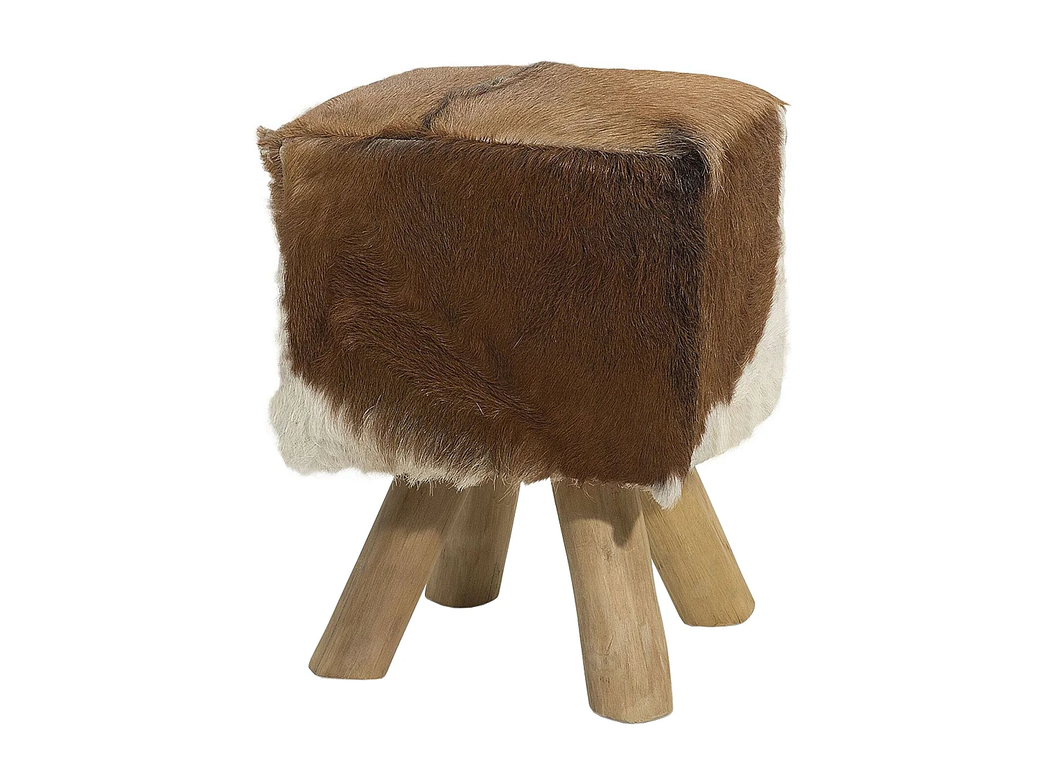 Hocker teakhout wit/bruin DALTON