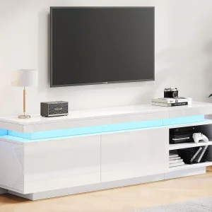Glanzend TV-meubel met LED – 2 deuren en 2 vakken – Wit