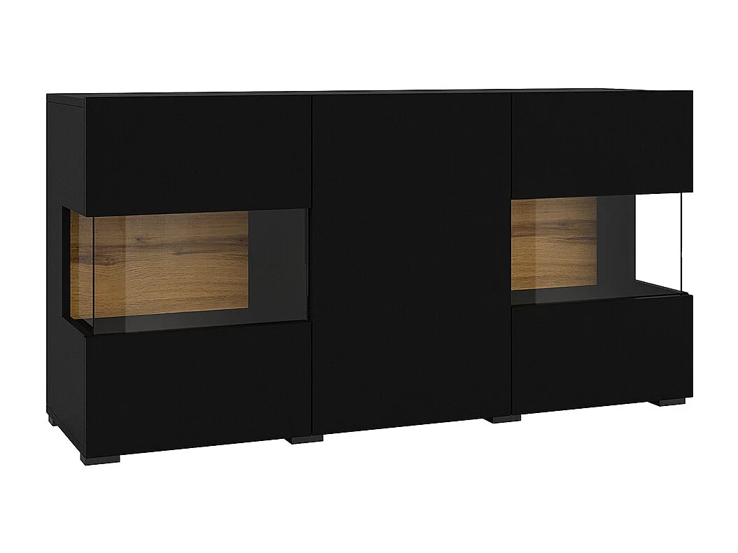 Glora Zwart en Hout 3-deurs dressoir