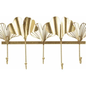 Gouden metalen kledinghanger met 5 haken, 49,5 x 6 x 26,3 cm Gouden metalen kledinghanger met 5 haken, 49,5 x 6 x 26,3 cm