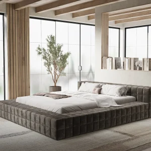 Gestoffeerd bed Nessino – 160 x 200 cm – chenillestof – bruin Gestoffeerd bed Nessino – 160 x 200 cm – chenillestof – bruin