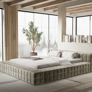 Gestoffeerd bed Nessino – 140 x 200 cm – chenillestof – beige Gestoffeerd bed Nessino – 140 x 200 cm – chenillestof – beige