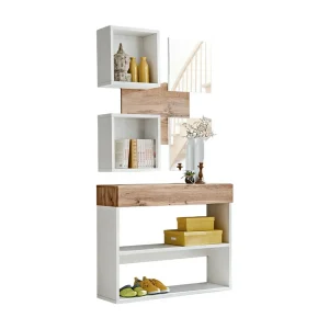Meubel voor de hal – TORTH 4 – Kleur eiken en wit Meubel voor de hal – TORTH 4 – Kleur eiken en wit