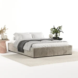 Gestoffeerd bed Maple – 200 x 200 cm – chenillestof – beige