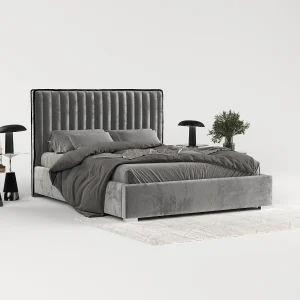 Gestoffeerd bed Breeze – 180 x 200 cm – chenillestof – grijs
