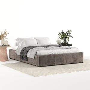 Gestoffeerd bed Maple – 200 x 200 cm – chenillestof – bruin