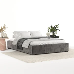 Gestoffeerd bed Maple – 160 x 200 cm – chenillestof – donkergrijs