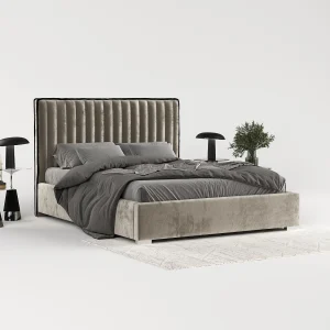 Gestoffeerd bed Breeze – 160 x 200 cm – chenillestof – beige