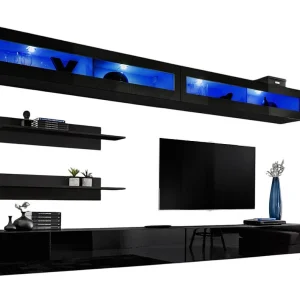 Set van zwevende meubels met LED-verlichting uit de FLY-collectie. Kleur zwart. Set van zwevende meubels met LED-verlichting uit de FLY-collectie. Kleur zwart.