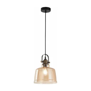 Hanglamp van amberkleurig glas, modern en elegant design, diameter 23 cm, E27 fitting, in hoogte verstelbaar tot 150 cm – Perenz Hanglamp van amberkleurig glas, modern en elegant design, diameter 23 cm, E27 fitting, in hoogte verstelbaar tot 150 cm – Perenz