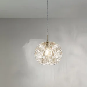 Hanglamp van amberkleurig geblazen glas, diameter 35 cm, E27 fitting, elegant en modern design voor verfijnde interieurs – Perenz Hanglamp van amberkleurig geblazen glas, diameter 35 cm, E27 fitting, elegant en modern design voor verfijnde interieurs – Perenz