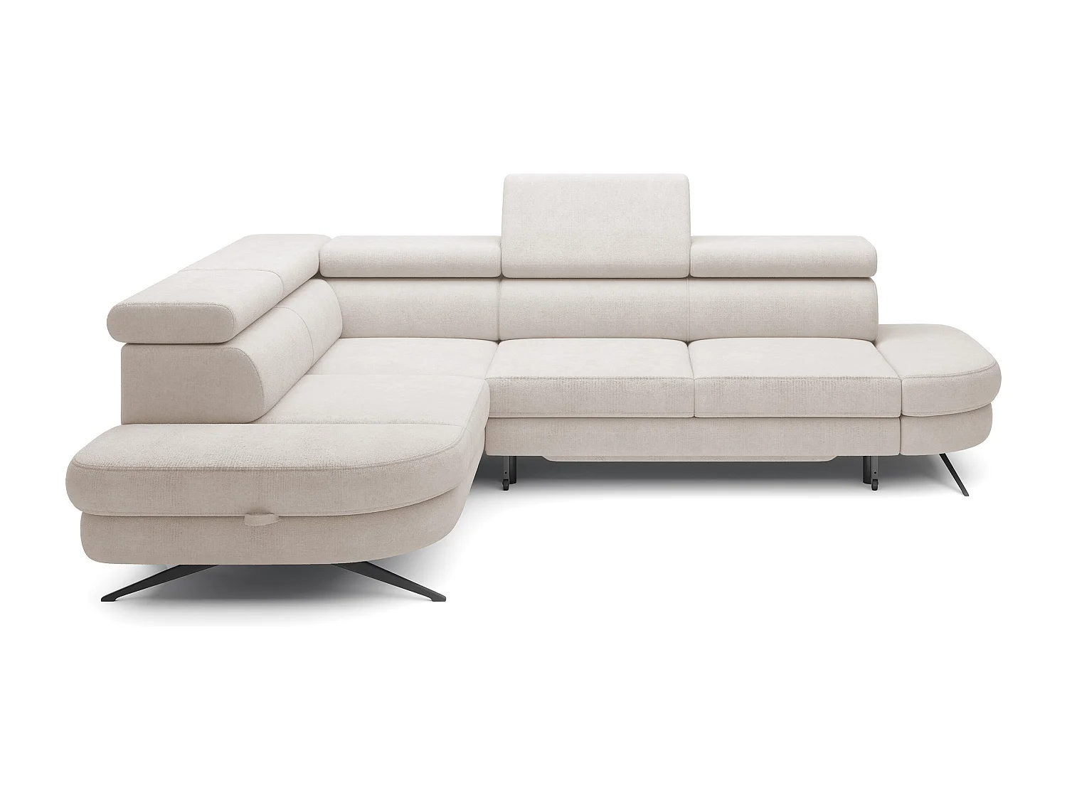 Hoekbank OTIS met slaapfunctie 131x207 cm, verstelbare hoofdsteunen, AURORA, linkeropstelling, 276x218x97 cm, beige