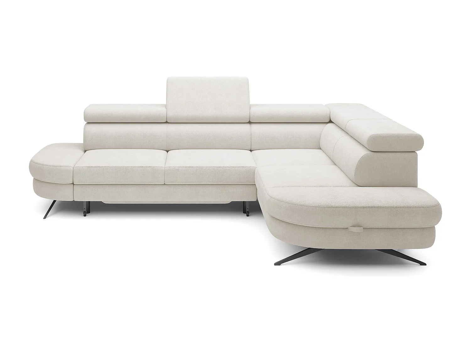 Hoekbank OTIS met slaapfunctie 131x207 cm, verstelbare hoofdsteunen, AURORA, rechteropstelling, 276x218x97 cm, wit