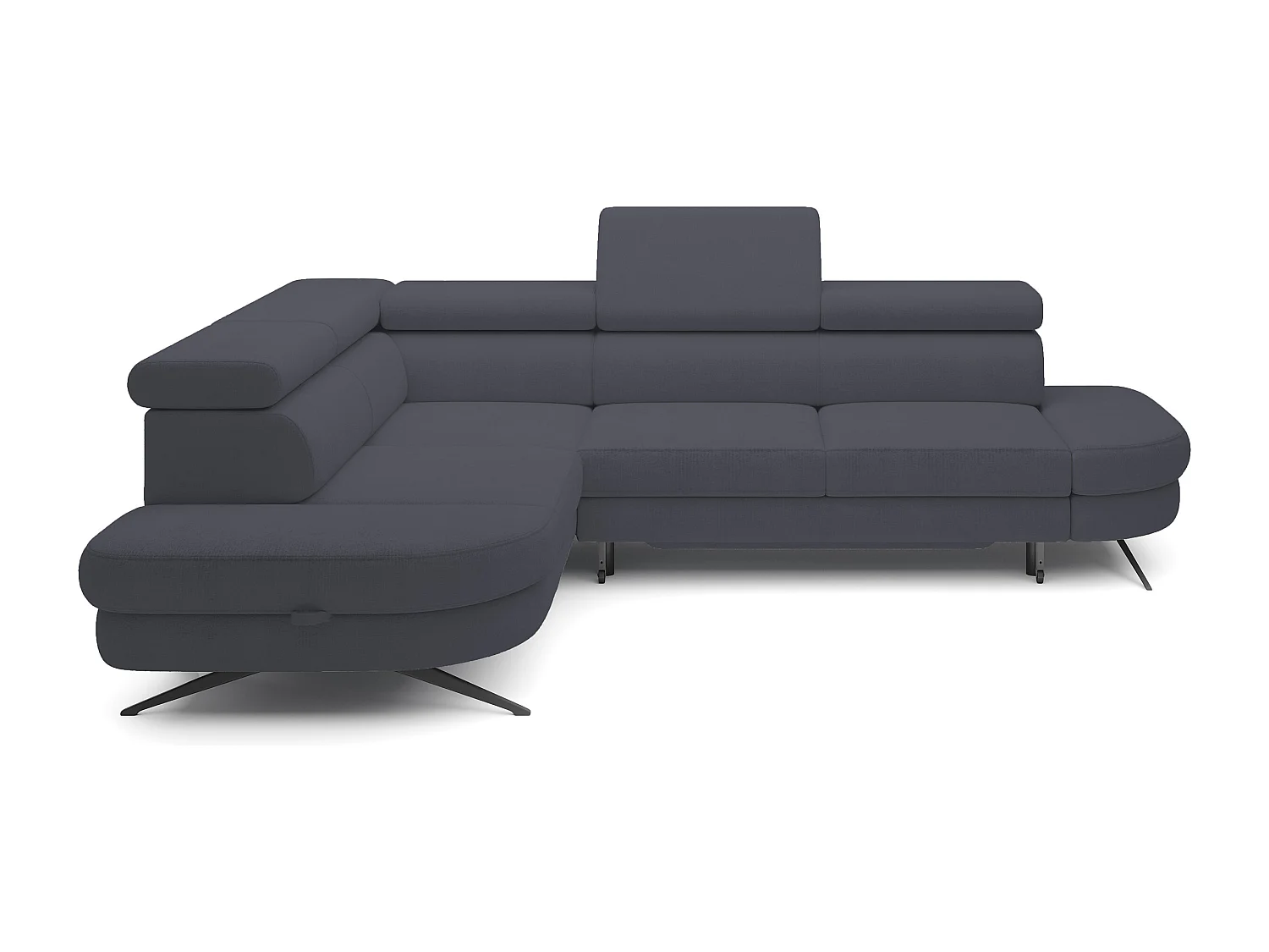 Hoekbank OTIS met slaapfunctie 131x207 cm, verstelbare hoofdsteunen, AURORA, linkeropstelling, 276x218x97 cm, donkergrijs
