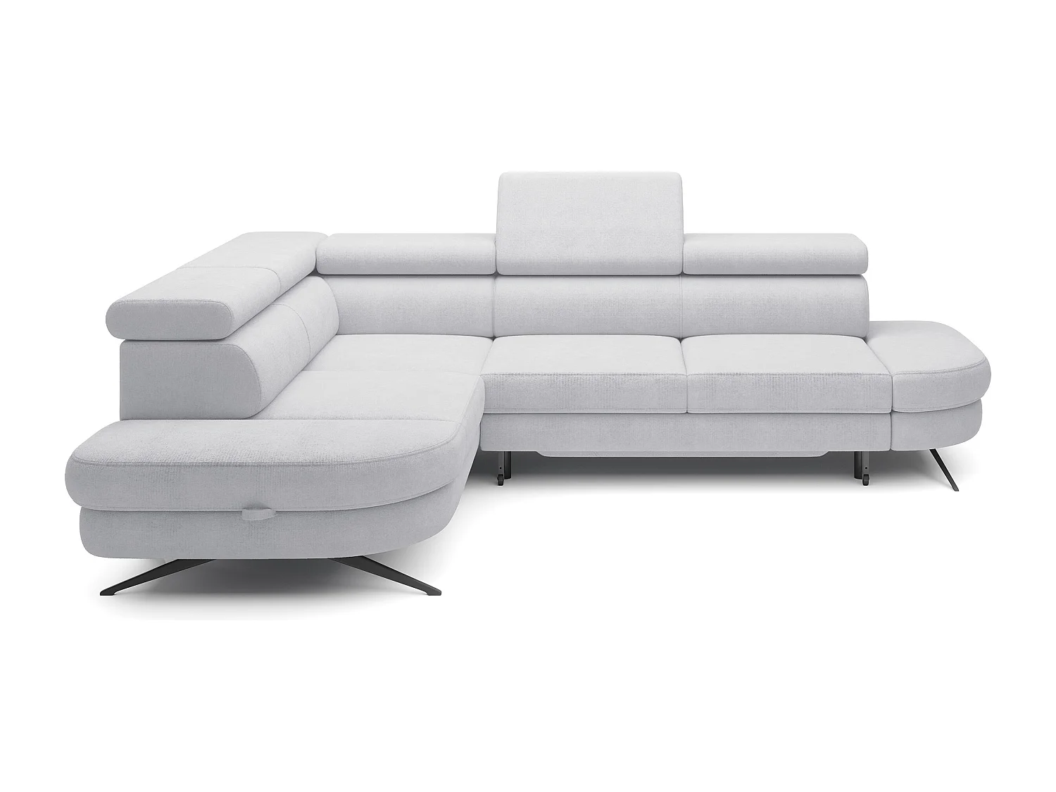 Hoekbank OTIS met slaapfunctie 131x207 cm, verstelbare hoofdsteunen, AURORA, linkeropstelling, 276x218x97 cm, lichtgrijs