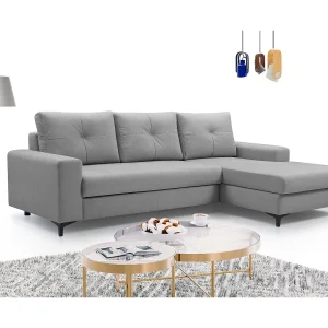 Hoekbank AVRA – Slaapfunctie, opbergruimte, rechterzijde, 251x165x85 cm, kleur: DONKERGRIJS Hoekbank AVRA – Slaapfunctie, opbergruimte, rechterzijde, 251x165x85 cm, kleur: DONKERGRIJS