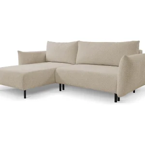 Hoekbank ADEL met slaapfunctie en opbergruimte – L-vorm, metalen poten, verstelbaar, 145×212 cm, 257x90x171 cm, DONKERBEIGE Hoekbank ADEL met slaapfunctie en opbergruimte – L-vorm, metalen poten, verstelbaar, 145×212 cm, 257x90x171 cm, DONKERBEIGE
