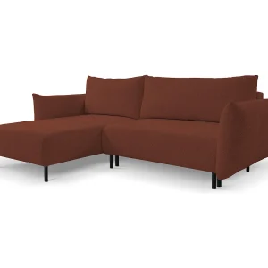 Hoekbank ADEL met slaapfunctie en opbergruimte – L-vorm, metalen poten, verstelbaar, 145×212 cm, 257x90x171 cm, BORDEAUX Hoekbank ADEL met slaapfunctie en opbergruimte – L-vorm, metalen poten, verstelbaar, 145×212 cm, 257x90x171 cm, BORDEAUX