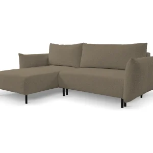 Hoekbank ADEL met slaapfunctie en opbergruimte – L-vorm, metalen poten, verstelbaar, 145×212 cm, 257x90x171 cm, GRIJS-BRUIN Hoekbank ADEL met slaapfunctie en opbergruimte – L-vorm, metalen poten, verstelbaar, 145×212 cm, 257x90x171 cm, GRIJS-BRUIN