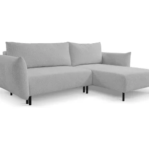 Hoekbank ADEL met slaapfunctie en opbergruimte – L-vorm, metalen poten, verstelbaar, 145×212 cm, 257x90x171 cm, GRIJS RECHTS Hoekbank ADEL met slaapfunctie en opbergruimte – L-vorm, metalen poten, verstelbaar, 145×212 cm, 257x90x171 cm, GRIJS RECHTS