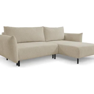 Hoekbank ADEL met slaapfunctie en opbergruimte – L-vorm, metalen poten, verstelbaar, 145×212 cm, 257x90x171 cm, DONKERBEIGE RECHTS Hoekbank ADEL met slaapfunctie en opbergruimte – L-vorm, metalen poten, verstelbaar, 145×212 cm, 257x90x171 cm, DONKERBEIGE RECHTS