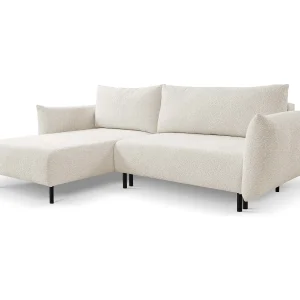 Hoekbank ADEL met slaapfunctie en opbergruimte – L-vorm, metalen poten, verstelbaar, 145×212 cm, 257x90x171 cm, BEIGE Hoekbank ADEL met slaapfunctie en opbergruimte – L-vorm, metalen poten, verstelbaar, 145×212 cm, 257x90x171 cm, BEIGE